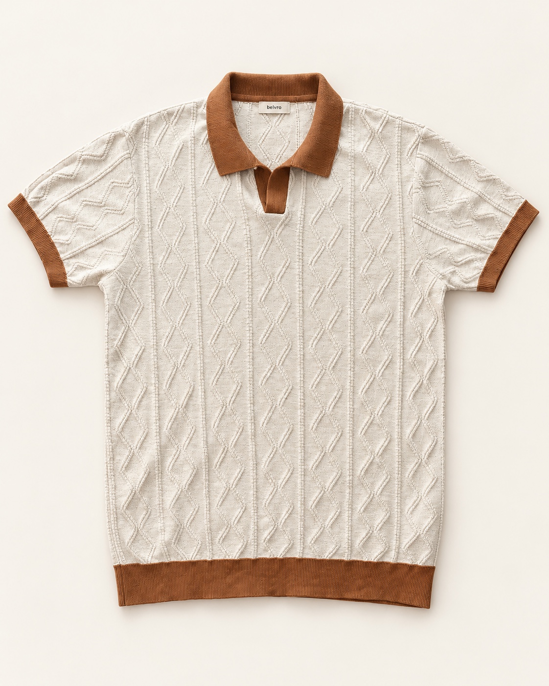 Contrast Cable Knit Polo